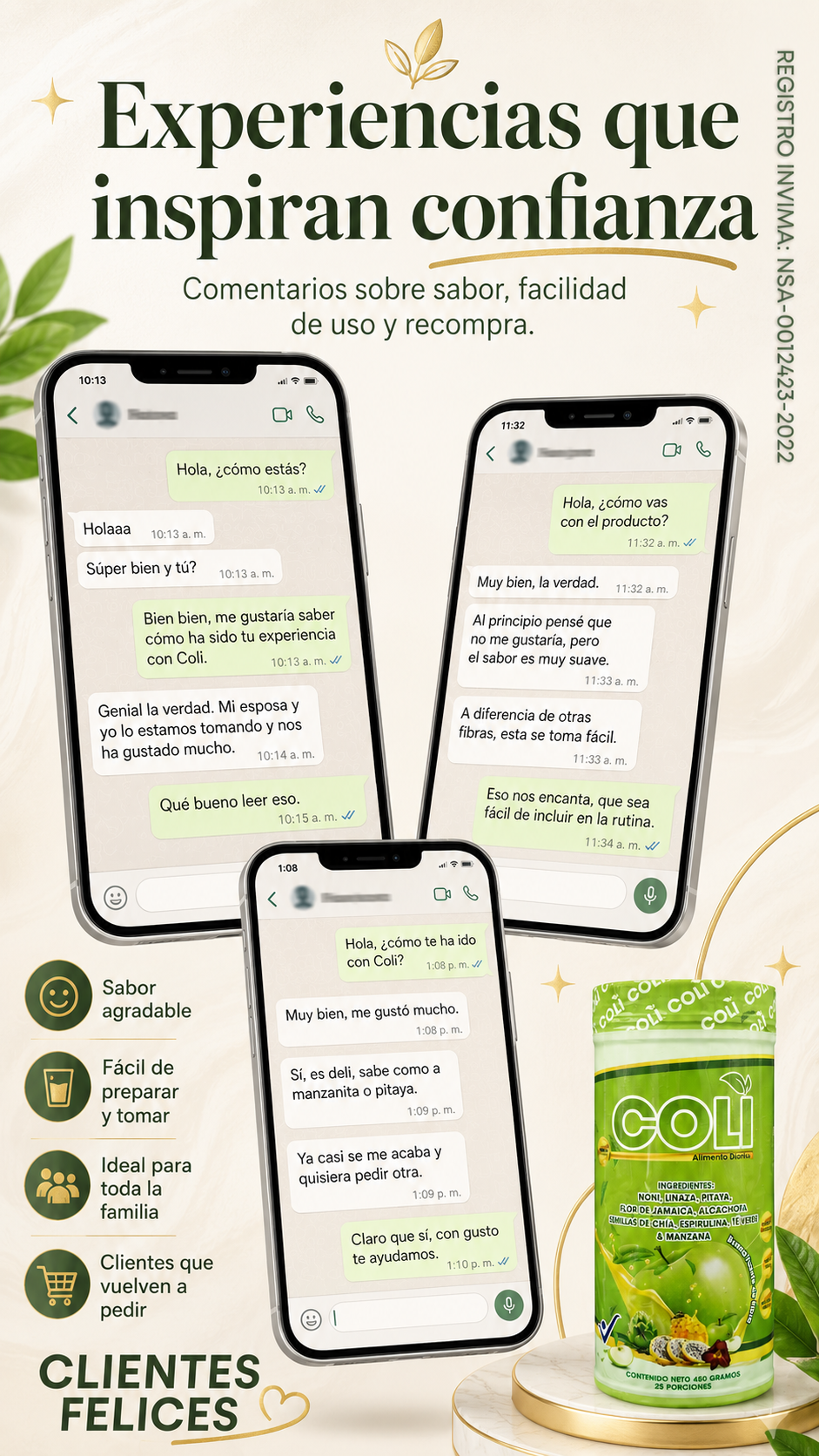 Clientes felices con COLI Plus - testimonios reales